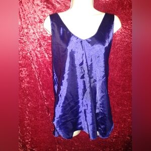 VINTAGE 80s 90s Purple Satin Chemise Slip Dress M